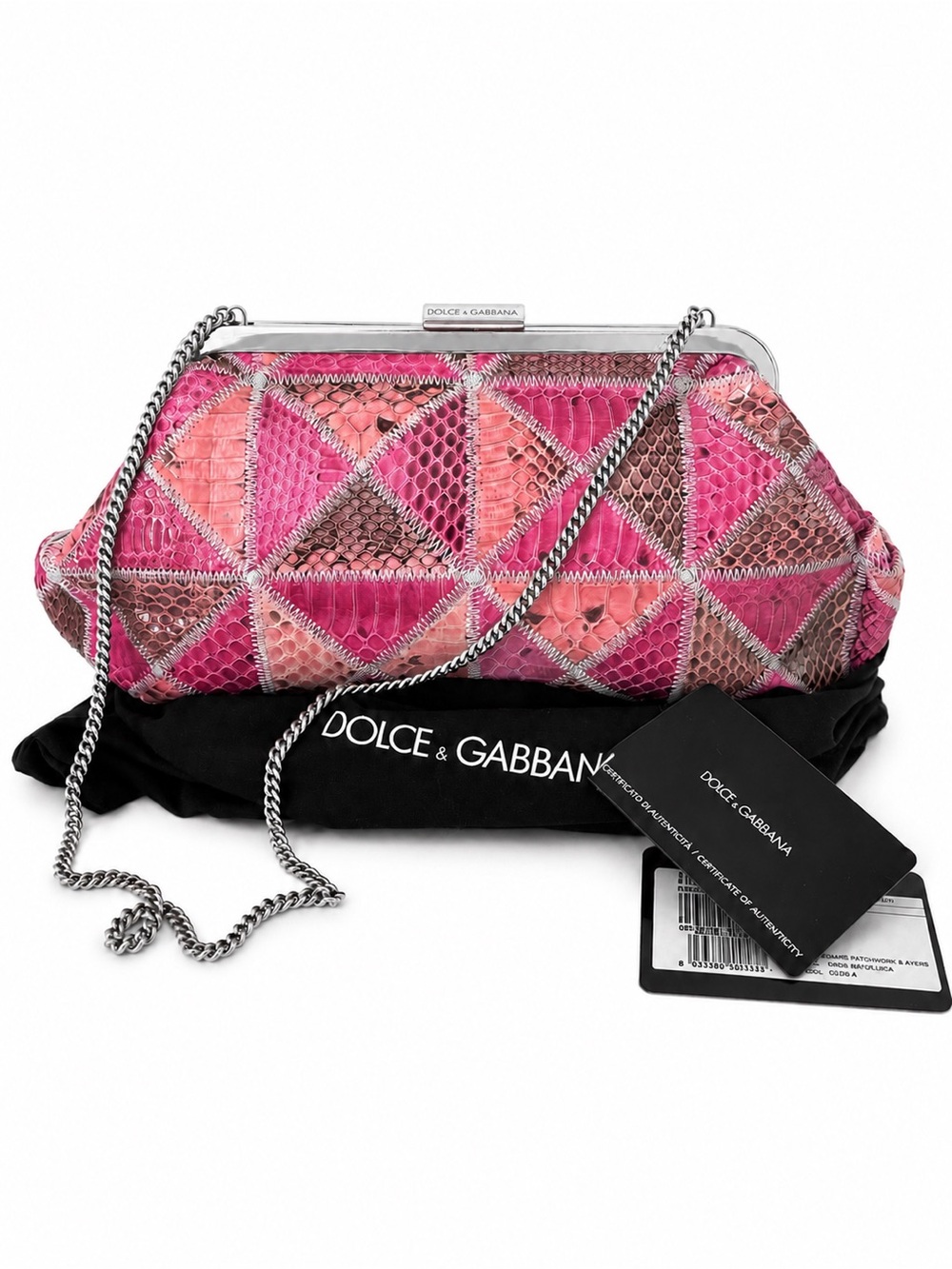 Dolce & Gabbana • Multicolor Python Style Patchwork Chain Purse/Clutch - Picture 14 of 14